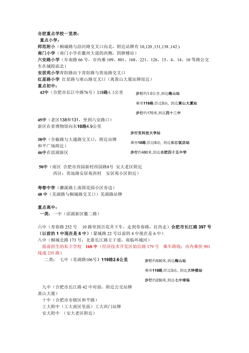 安徽合肥重点中小学(全)及坐标.doc_第1页