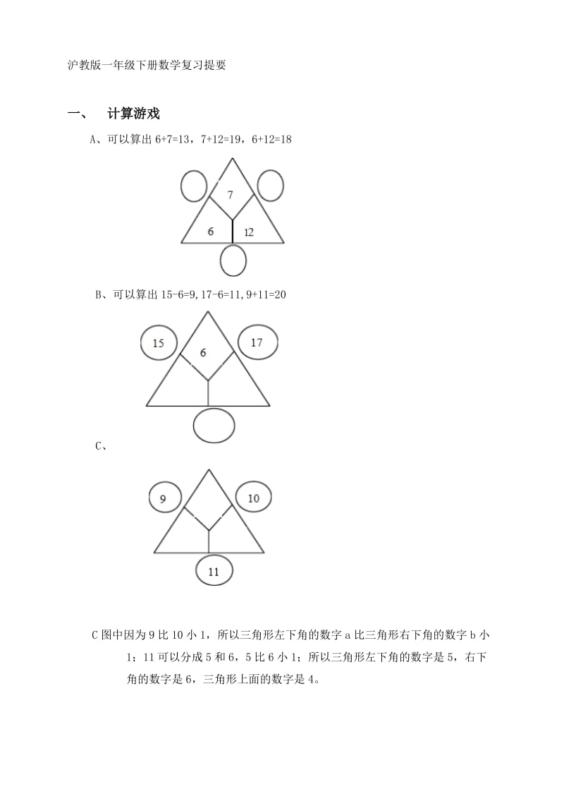 沪教版一年级下册数学复习提要.docx_第1页