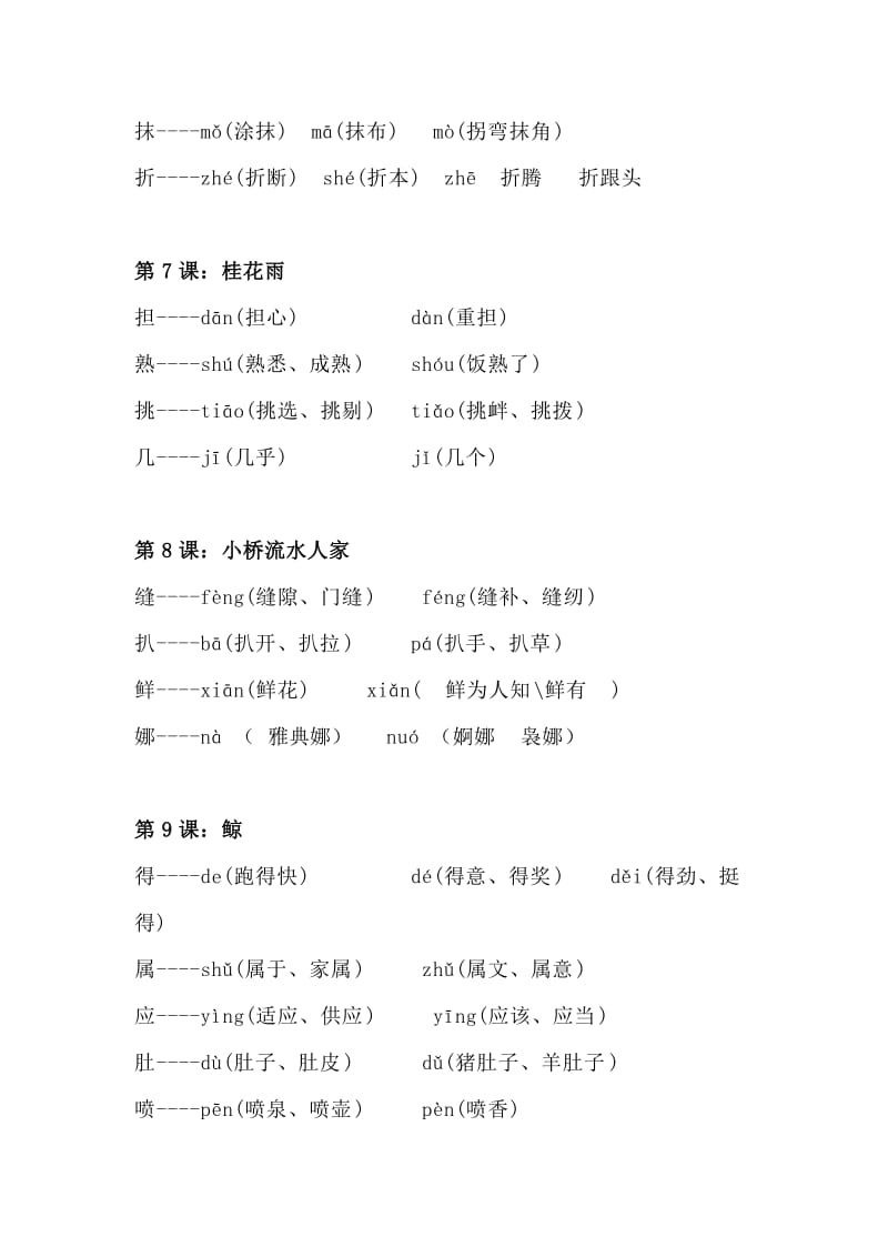 部编版语文小学五年级上册《多音字》音字词系列系列习题_第3页