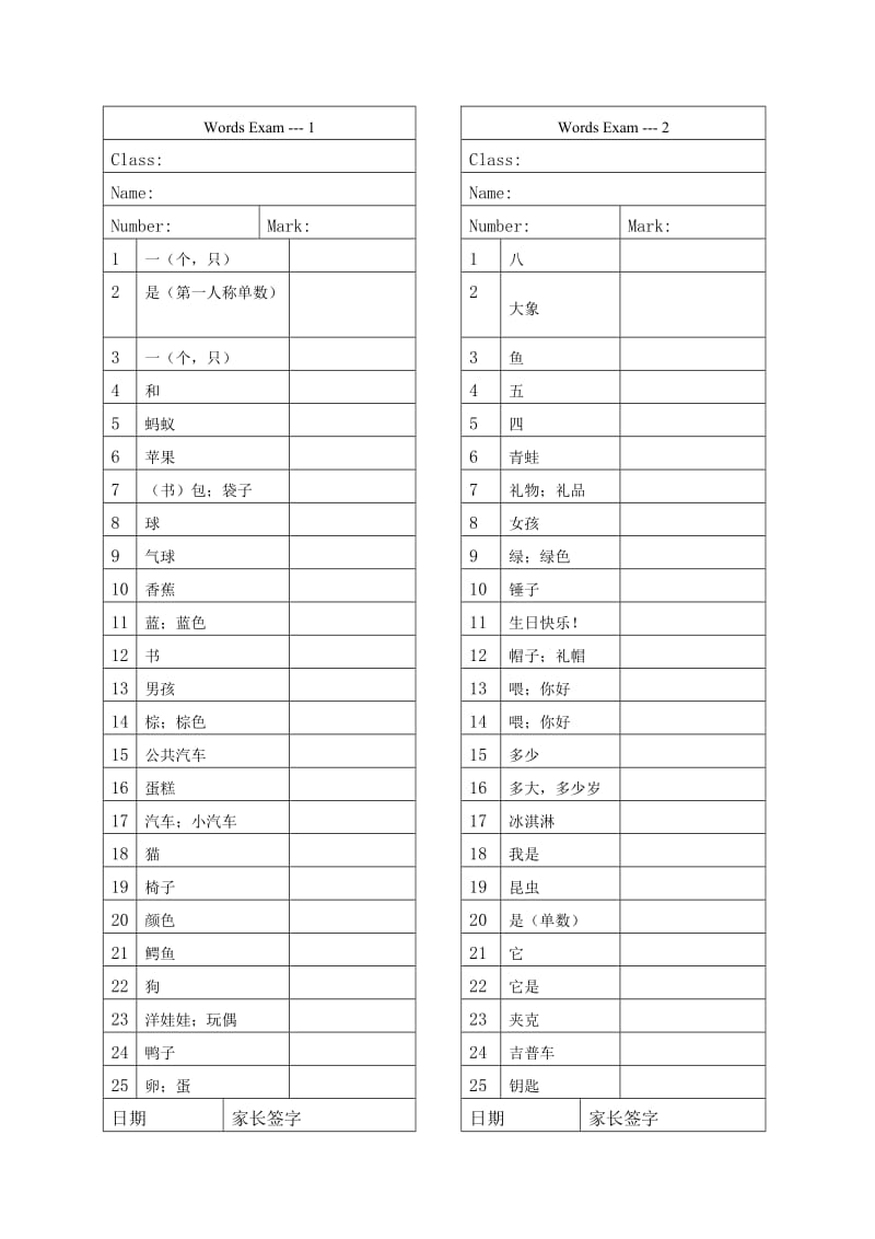 各年级单词汇总测验试卷.doc_第1页