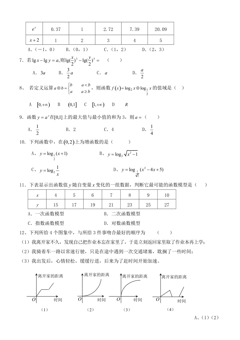 高一数学必修一考试试题.doc_第2页