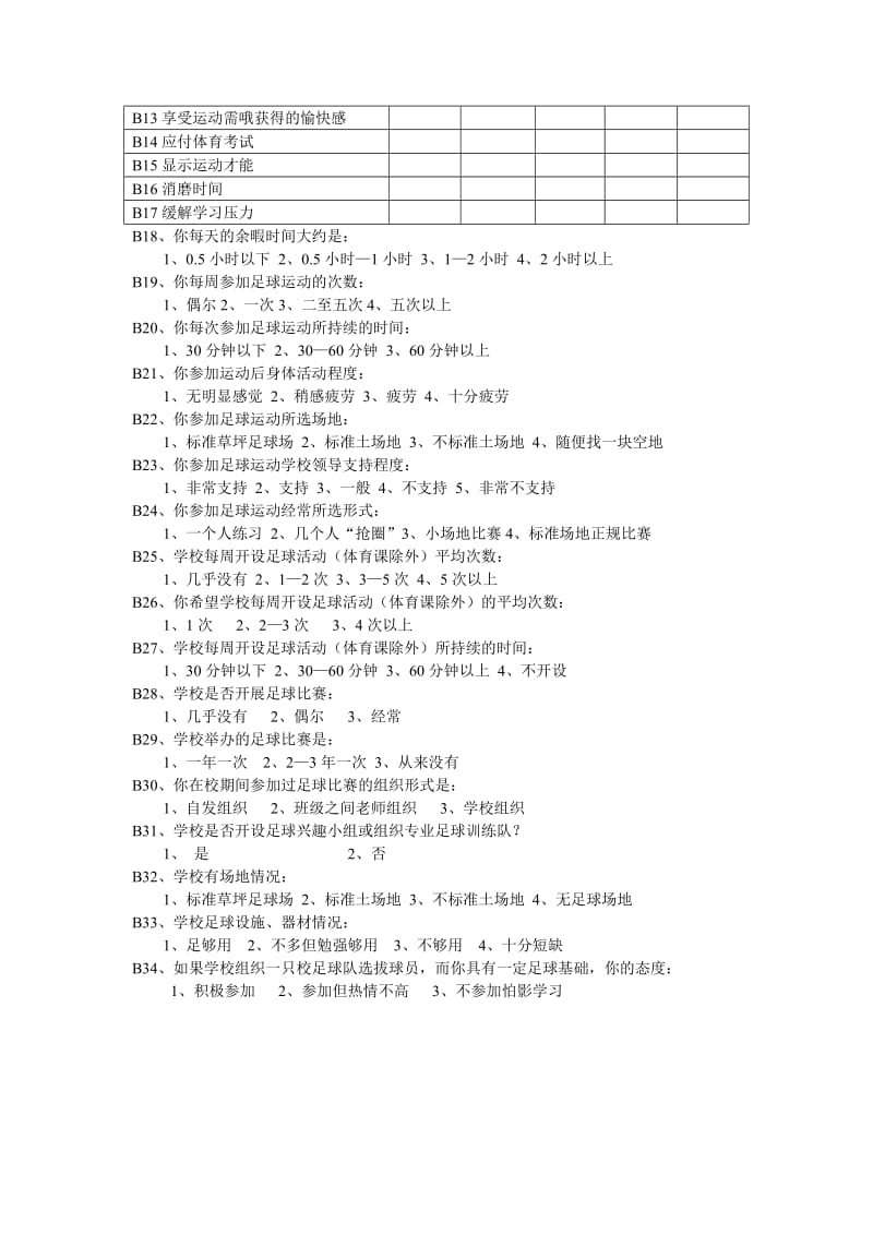 甘肃省县级市中小学足球运动开展现状学生调查问卷.doc_第2页