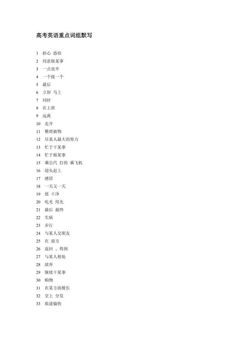 高考英语重点词组终极版中文默写版.doc_第1页