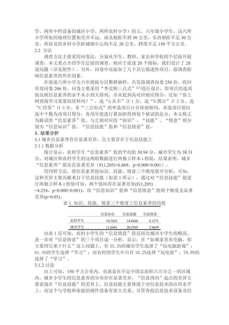 城乡小学生信息素养调查与分析.doc_第2页