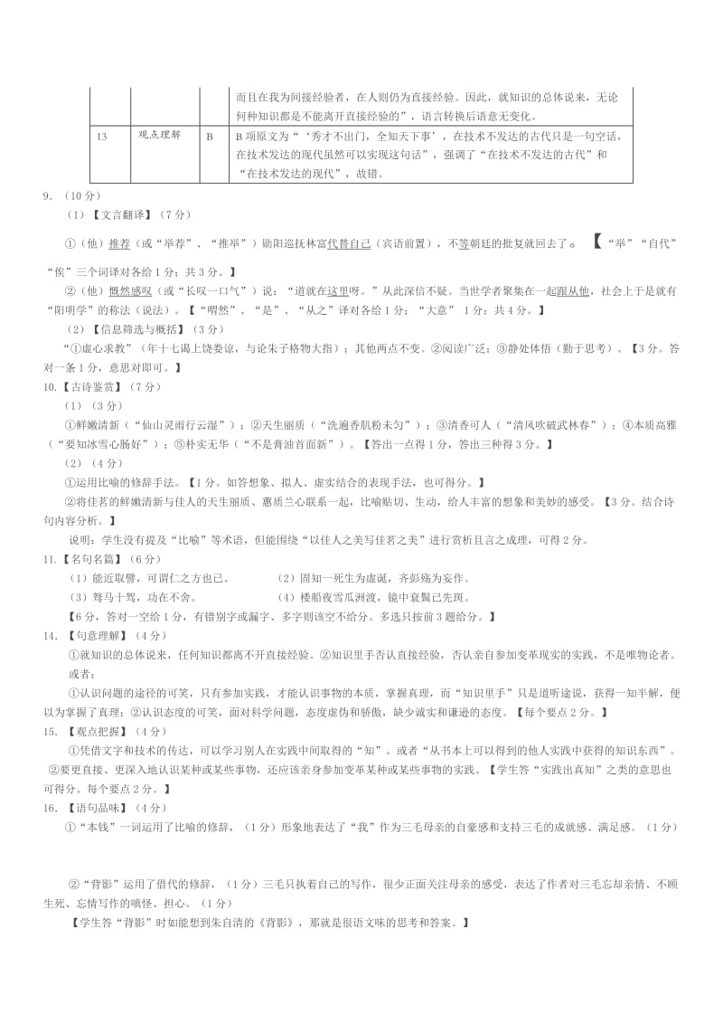 广东省2015年深圳高三年级第一次调研考试语文试题答案.docx_第2页