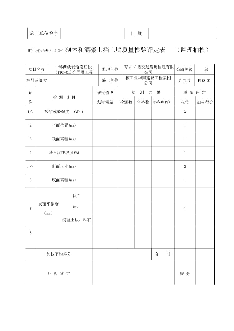 砌体挡土墙(监理抽检).doc_第2页