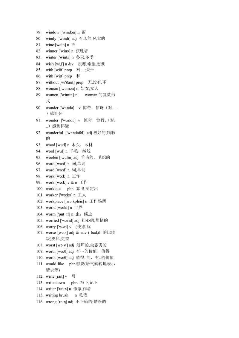 中考必备词汇W字头116个(带音标词性版).doc_第2页