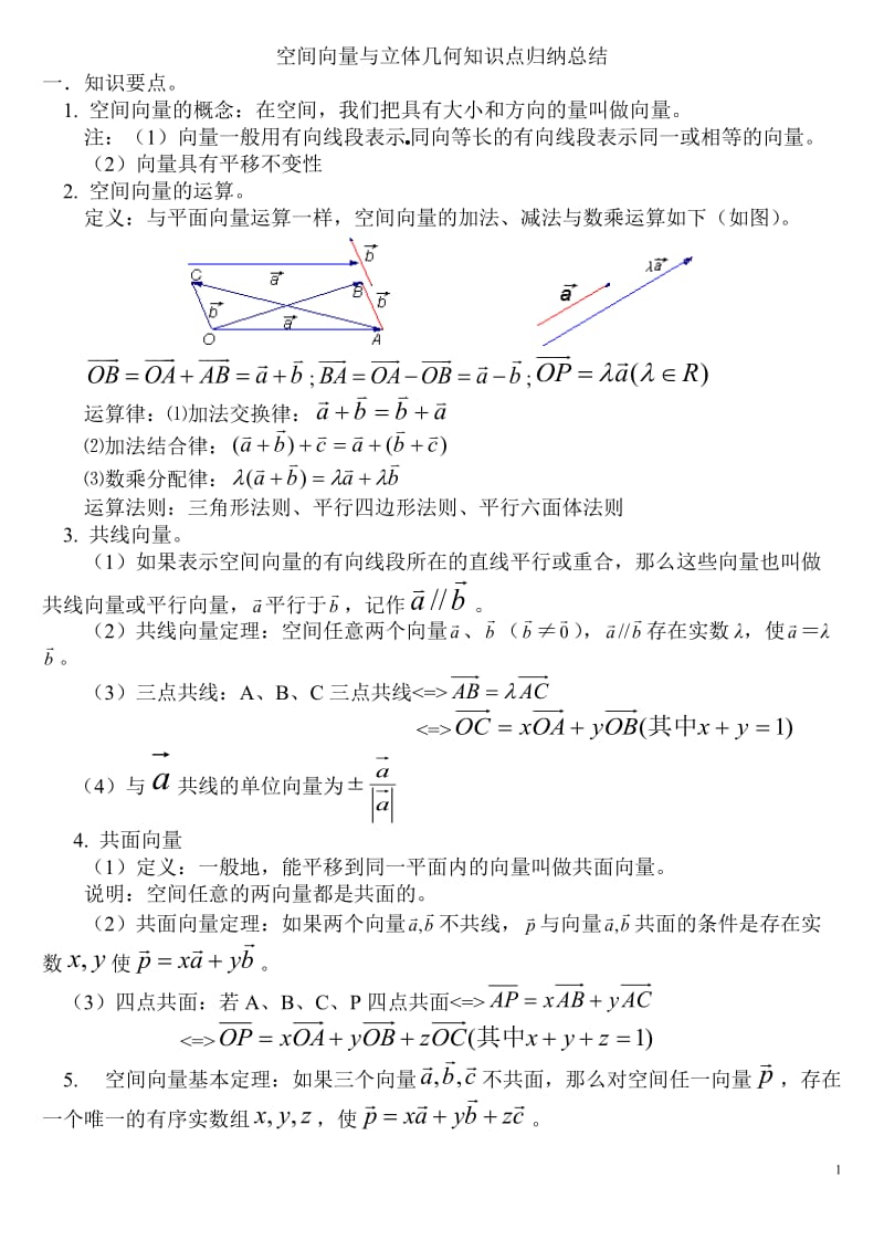 空间向量与立体几何知识点归纳总结.doc_第1页