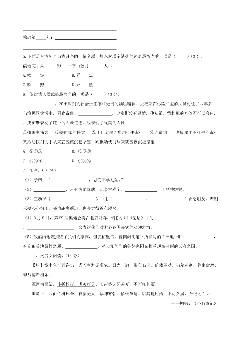 中考语文专项集训33综合测试(C卷).doc_第2页