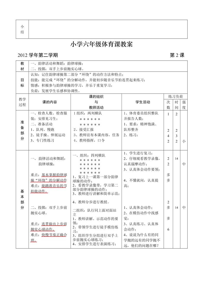 2012年小学六年级体育教案.doc_第2页