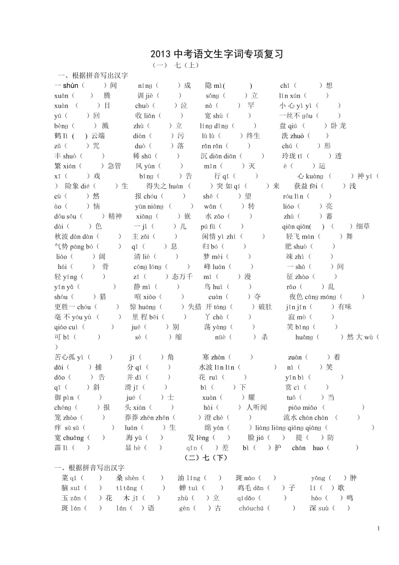 2013中考语文生字词专项复习.doc_第1页