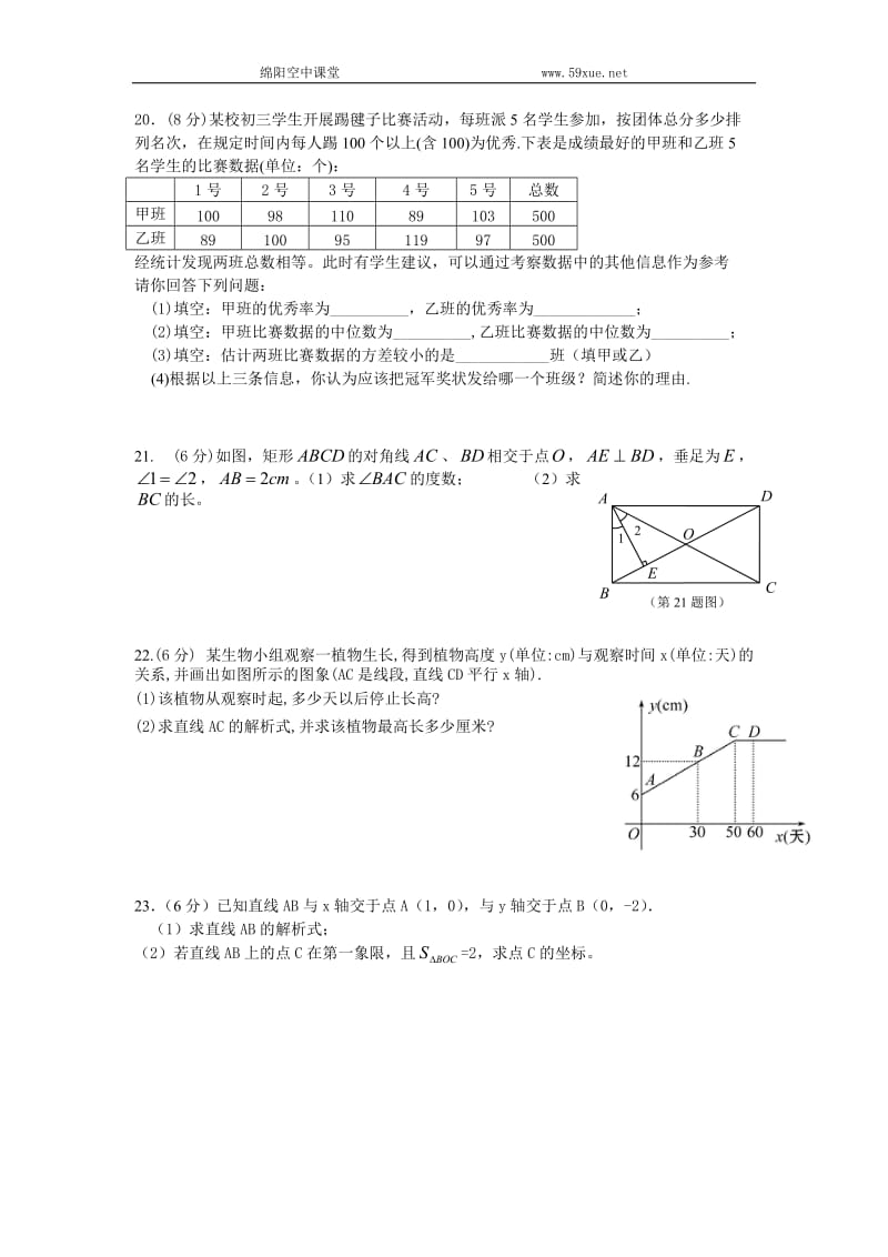 2014年绵阳八年级下学期数学期末测试题.doc_第3页