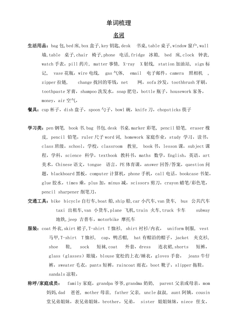 北京小学英语单词分类汇总.doc_第1页