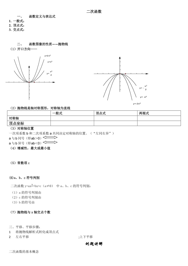 中考数学复习资料二次函数(家教版).doc_第1页