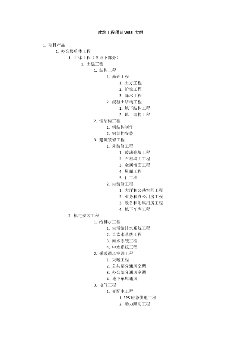 建筑工程WBS工作分解结构P.doc_第1页