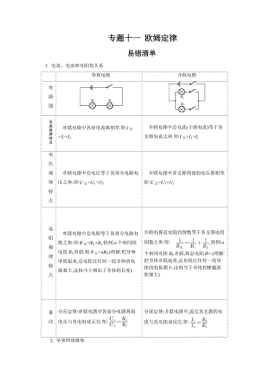 2015中考物理?？家族e(cuò)點(diǎn)復(fù)習(xí)專題十一歐姆定律.doc