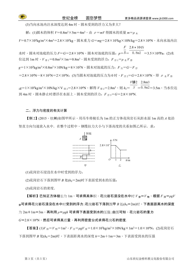 2016聚焦中考物理(甘肃省)专题复习训练：微专题三浮力的有关计算.doc_第3页