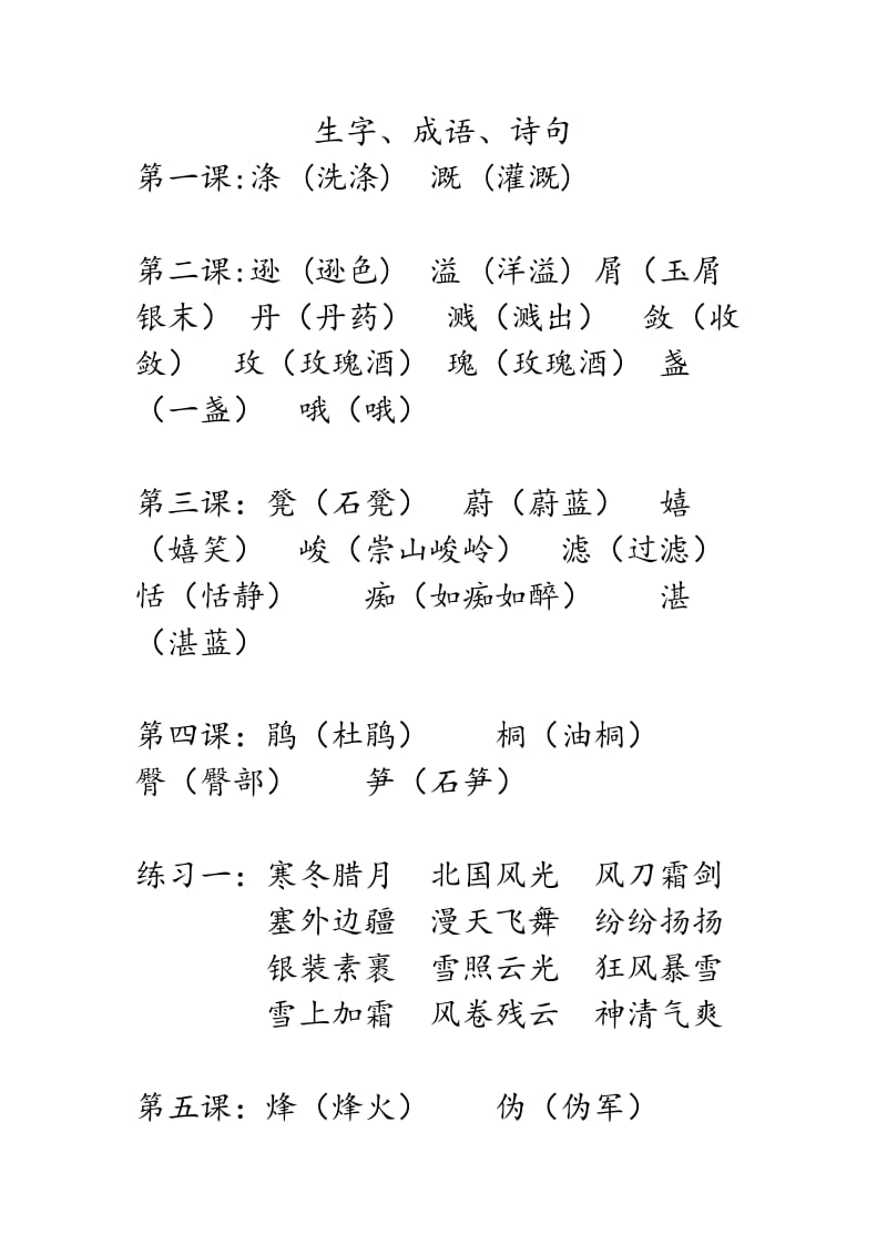 六年级下册生字、成语、诗句.docx_第1页