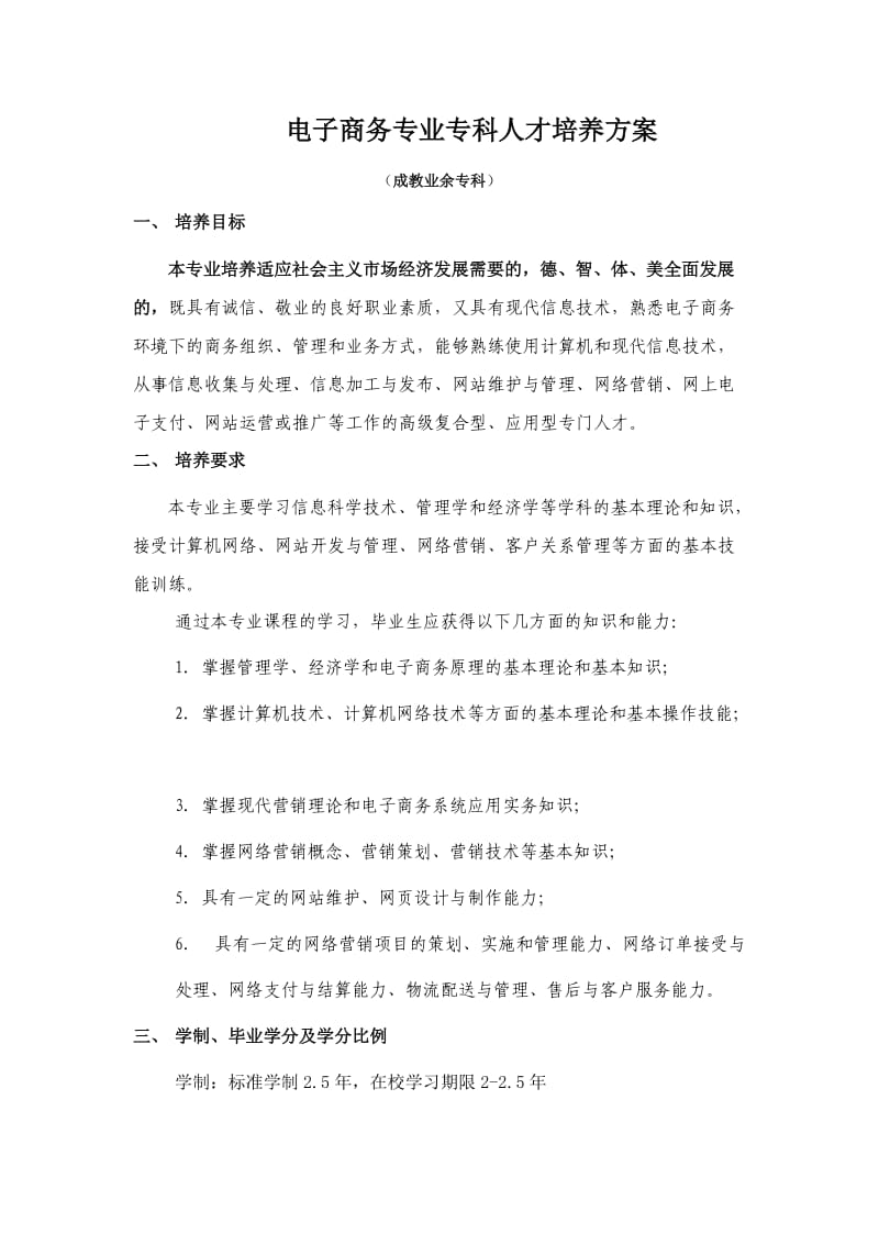 电子商务专业人才培养方案.docx_第1页