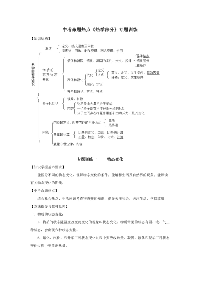 中考命题热点《热学部分》专题训练.doc_第1页