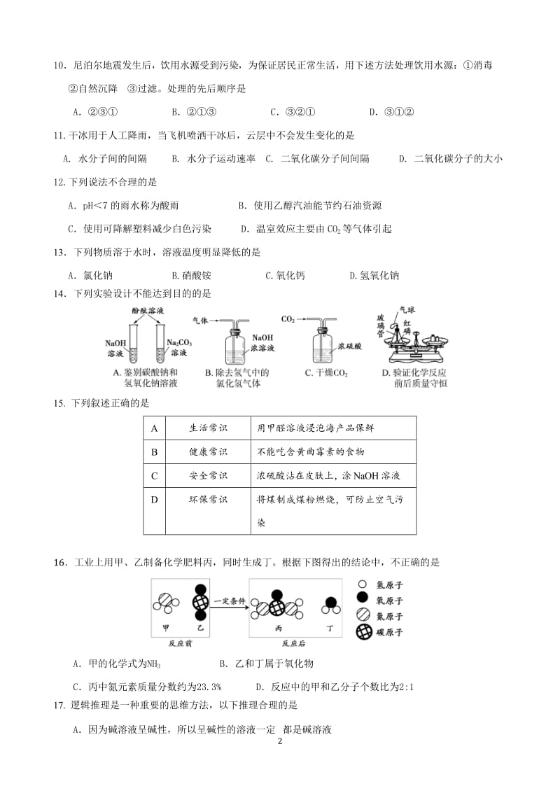2015朝阳初三化学二模试题及答案.doc_第2页