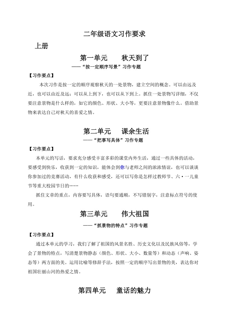 二年级语文习作要求(全册).doc_第1页