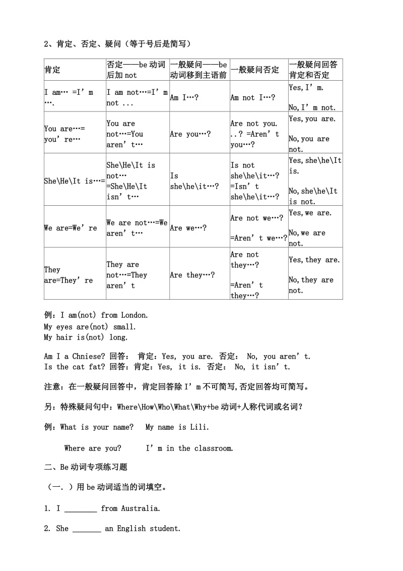 Be动词的用法总结及专项练习.doc_第2页