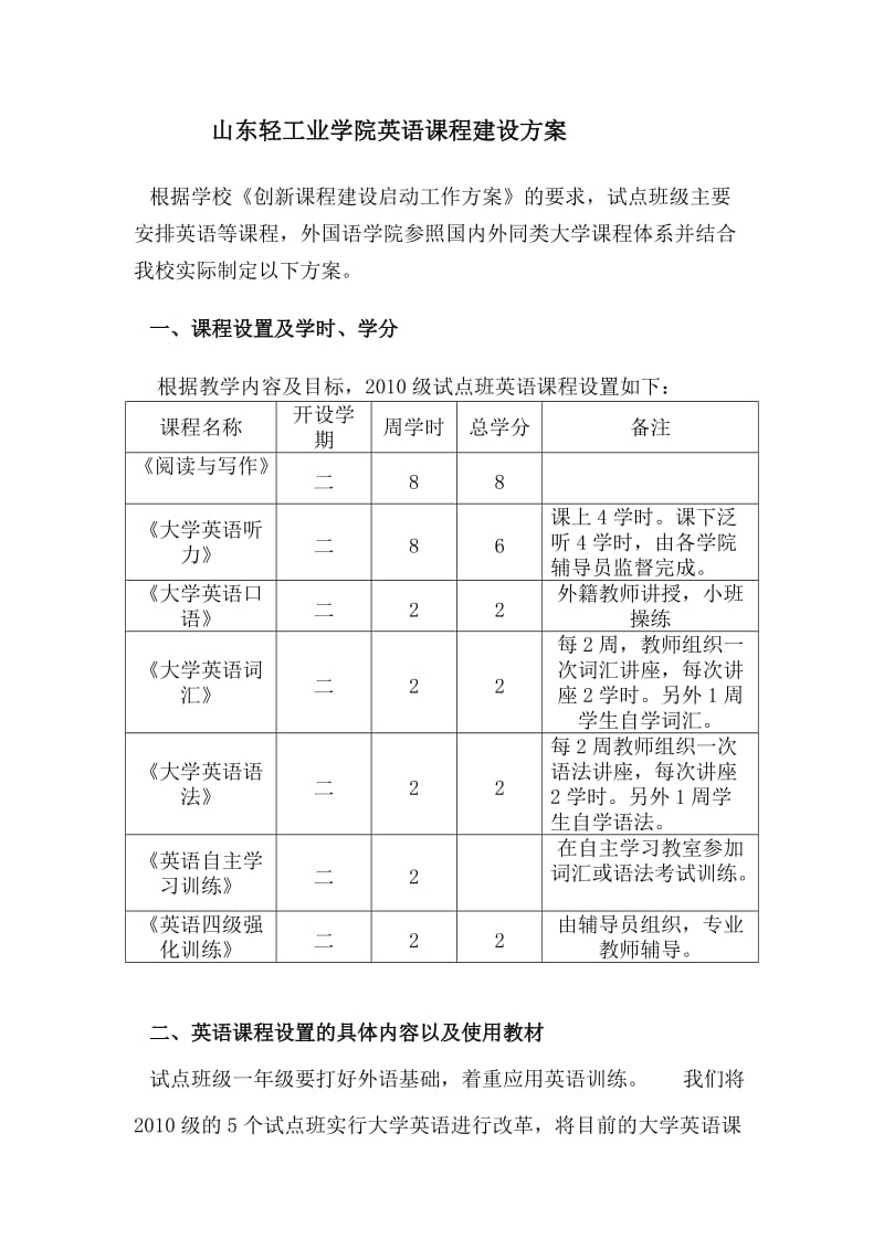 英语课程建设方案修改.doc_第1页