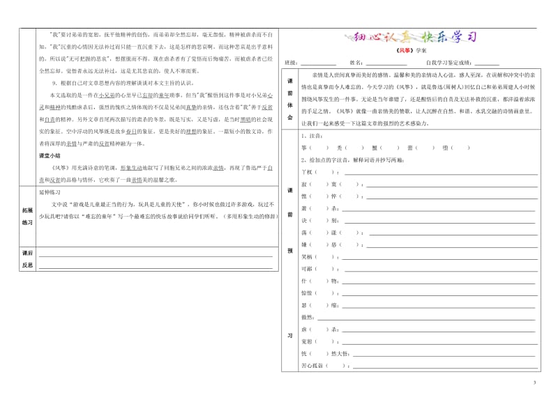 七年级语文上册风筝学案新人教版.doc_第3页