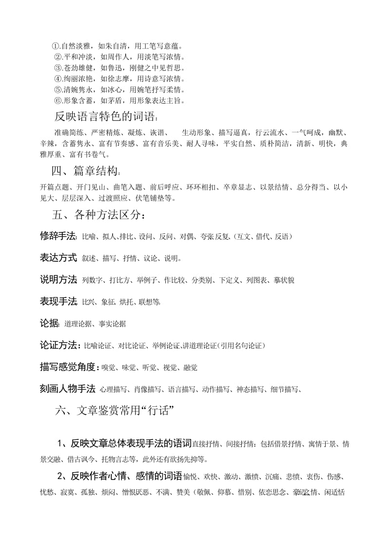 东山中学初中语文总复习专题赏析题常用词语.doc_第2页