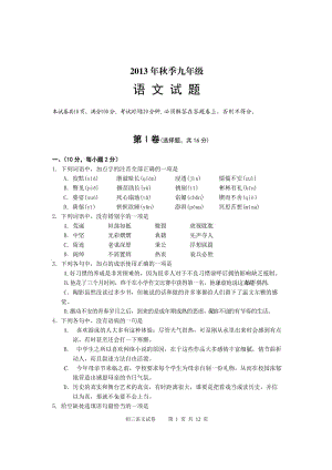 2013年九年级语文试题.doc