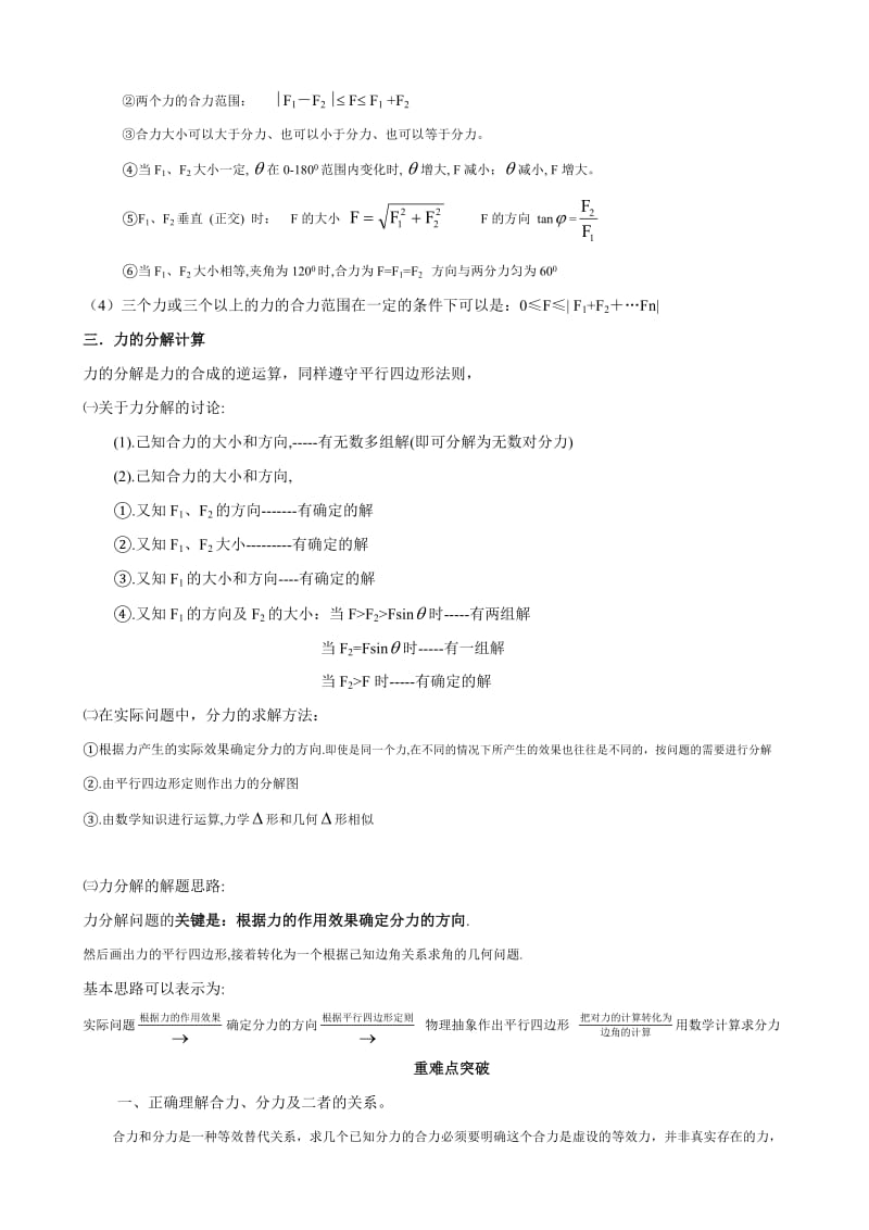 2011高考物理知识点总结8：力的合成与分解.doc_第2页