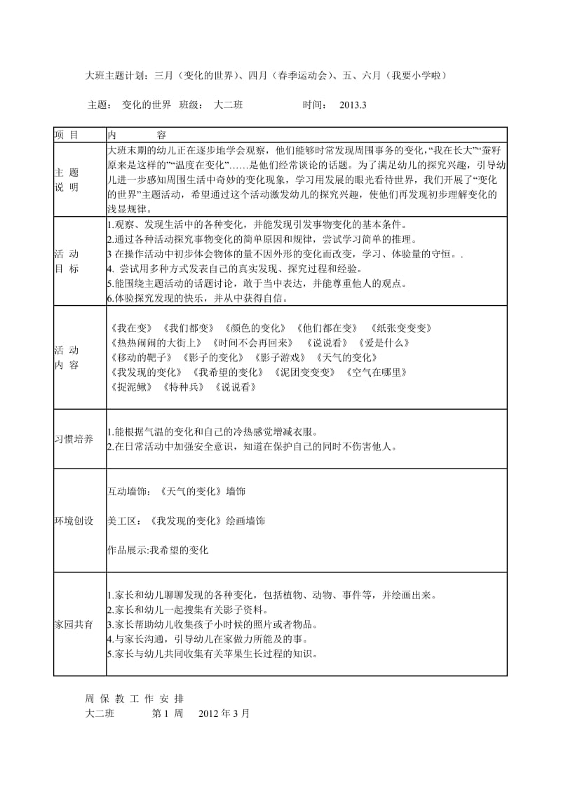 大班主题计划第二学期.doc_第1页