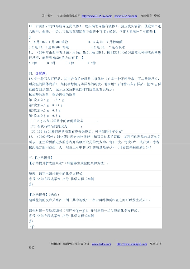 2013中考化学酸碱盐复习测试题.doc_第3页