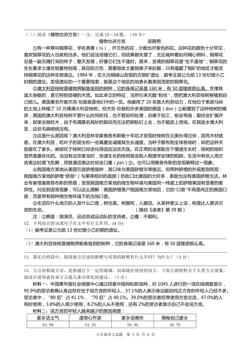 2012～2013学年度九年级语文第三次模拟考试试题.doc_第3页