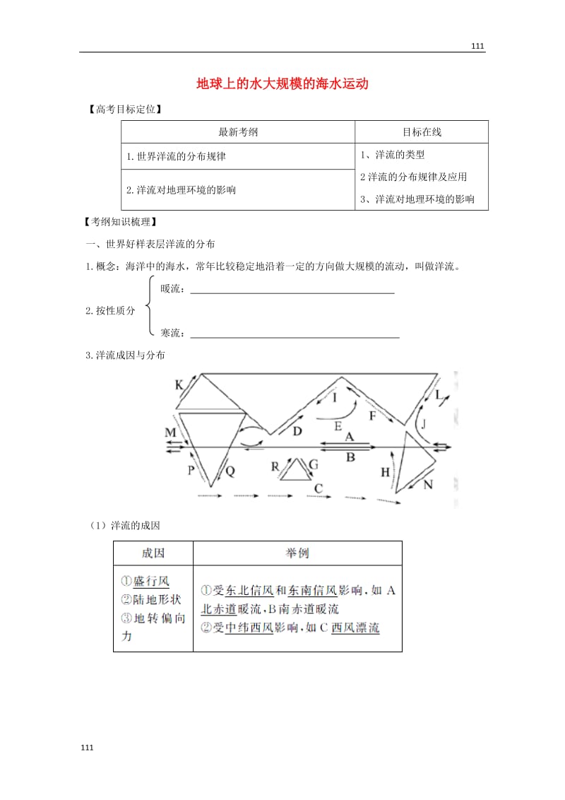 高一地理必修1《大规模的海水运动》学案8 新人教版_第1页