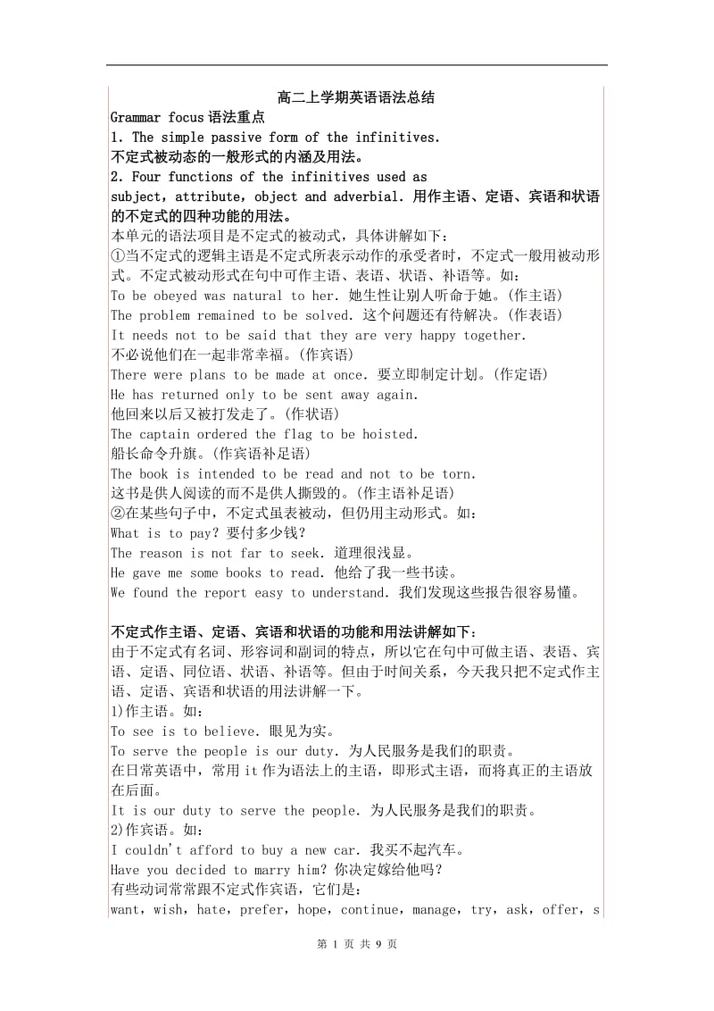 高二上学期英语语法总结.doc_第1页