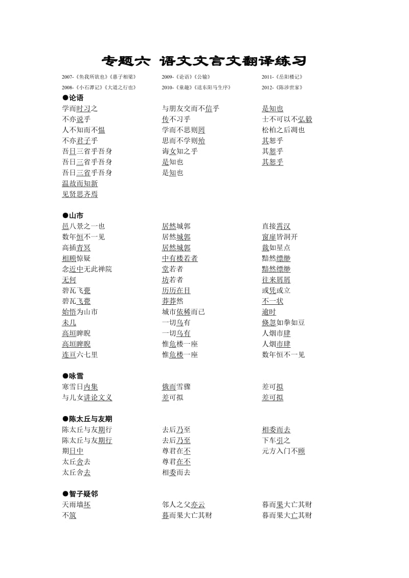 中考专题复习语文文言文翻译练习.doc_第1页