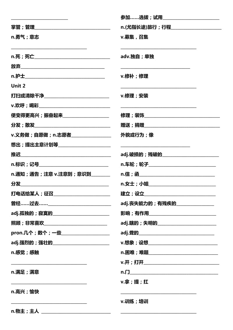 2014年新版八年级下册英语单词(空白).doc_第2页