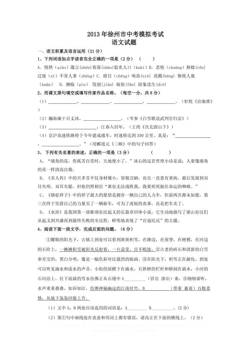 2013年徐州市中考模拟考试.doc_第1页