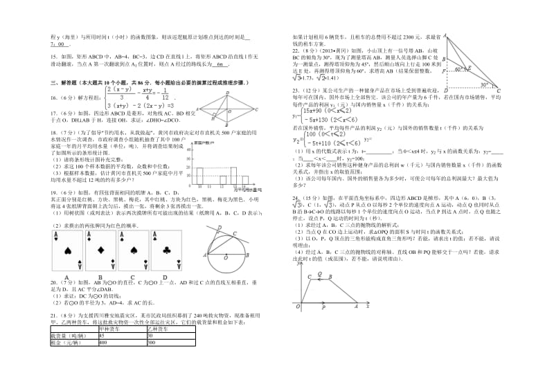 2013年湖北省黄冈市中考数学试卷(附加答题卡答案).doc_第2页