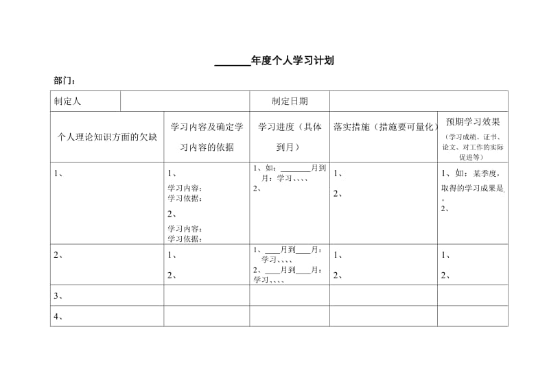 学习计划、工作能力提升计划(模板).doc_第1页