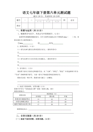 七年級(jí)下冊(cè)單元試卷.doc