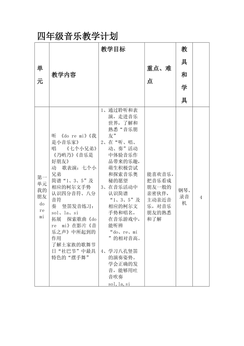 四年级音乐教学计划.doc_第1页