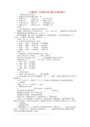 中考語文七年級下冊現(xiàn)代文考點復習及答案.docx