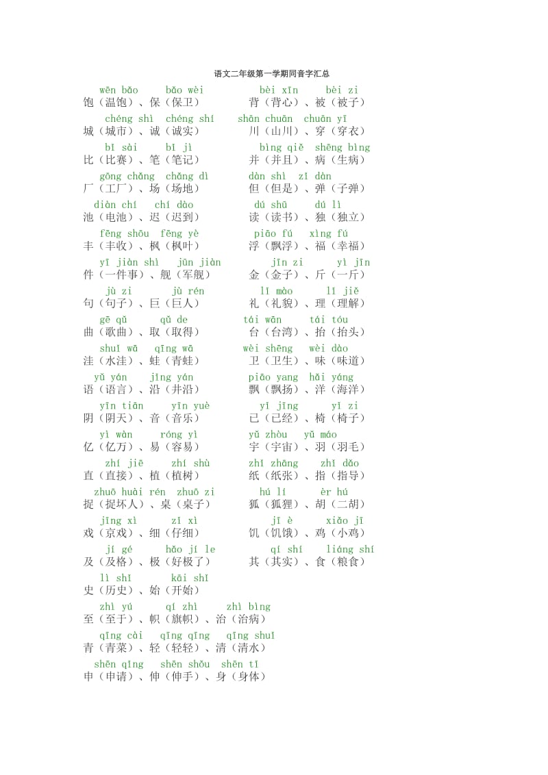 二年级上册期末复习知识点(人教版)(内附词语拼音).doc_第2页