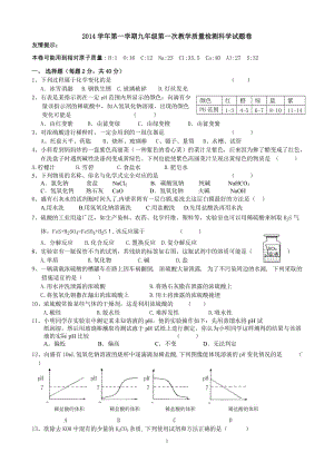 2013版浙教版九年級(jí)科學(xué)第一章試卷.doc