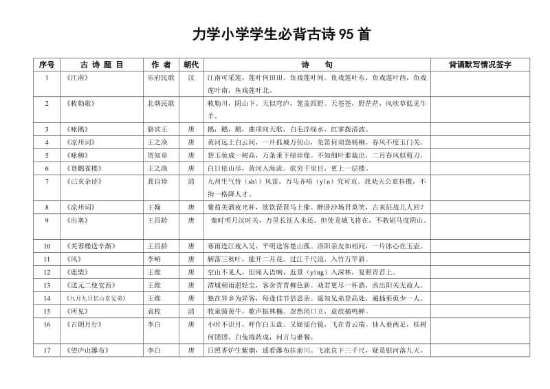 小学学生必背古诗单.doc_第1页