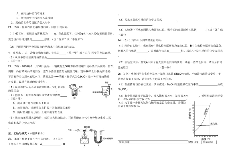 2012～2013学年度国之栋学校初中毕业生化学试卷.doc_第3页