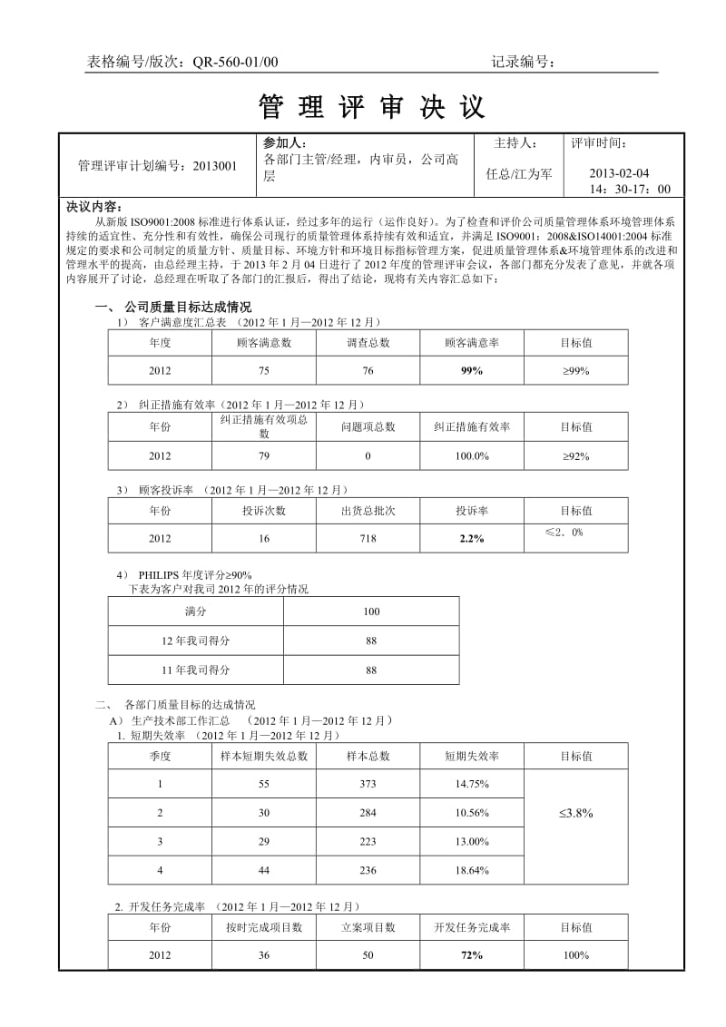 2012管理评审总结报告.doc_第1页